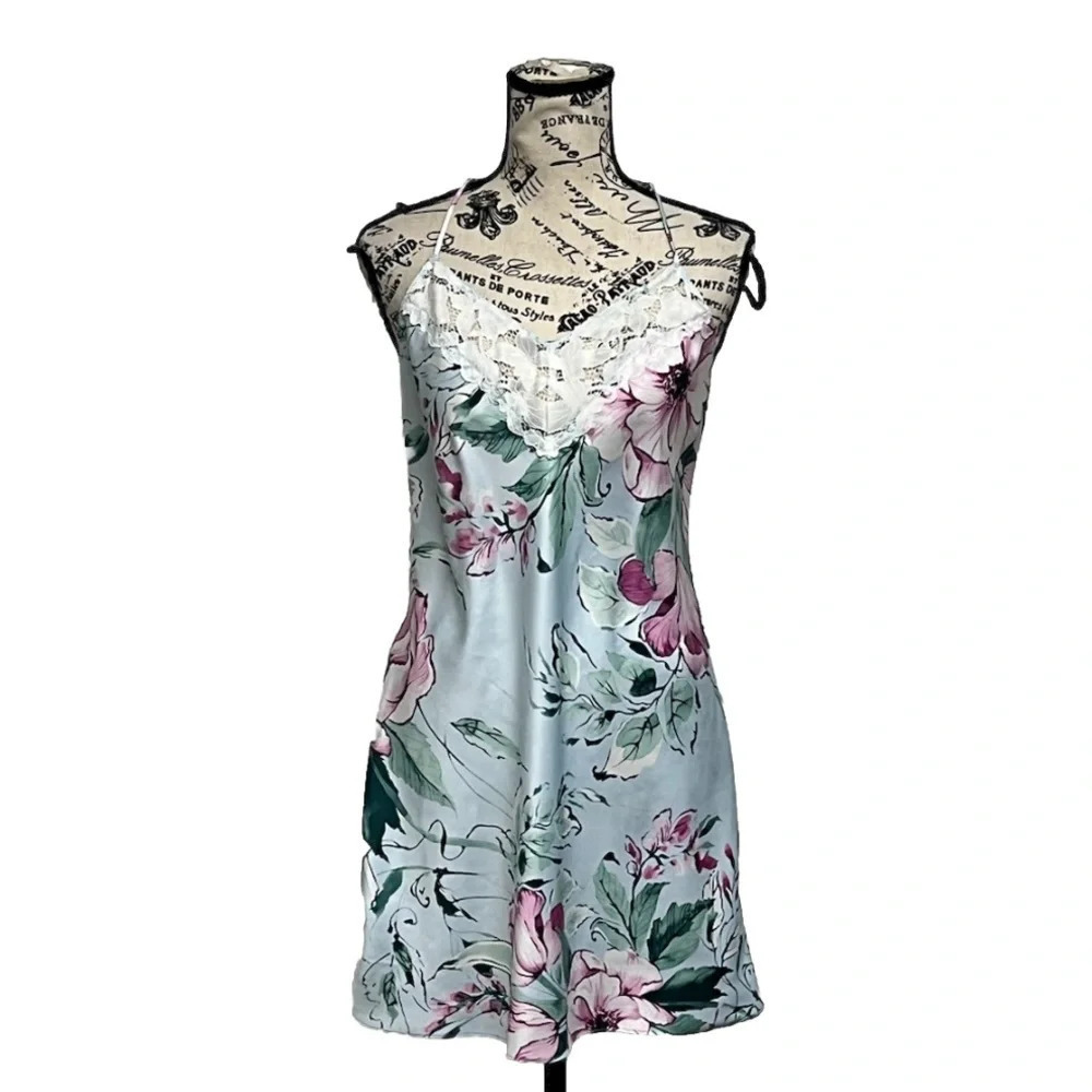 Lilac+London Floral Satin Chemise Slip Dress XS | Coquette Fairy Y2K Mini - Picture 3 of 12